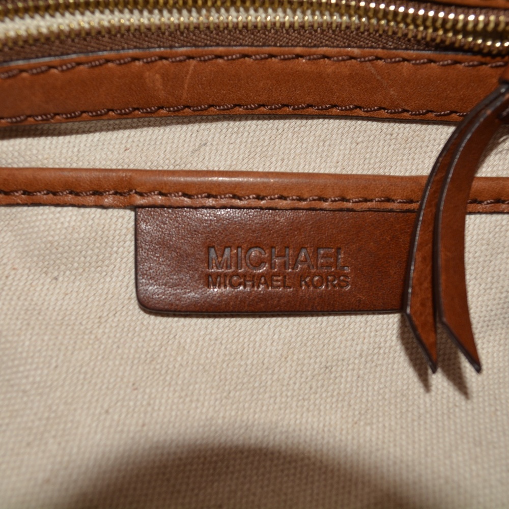 Michael Kors Zebra Stud Brown Leather Hobo Bag - Picture 3 of 8